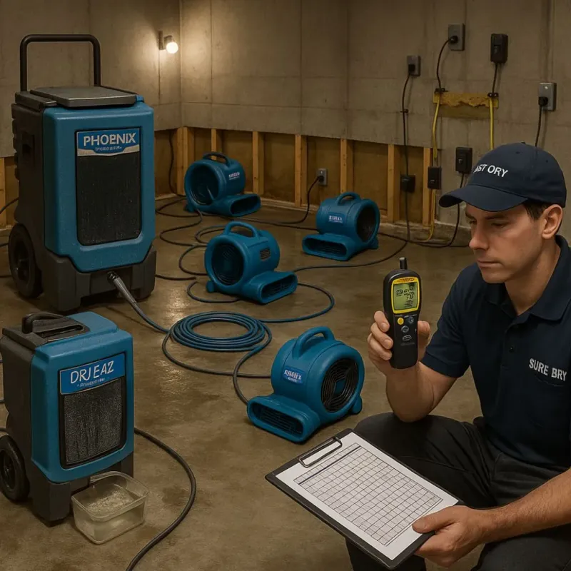 Structural Drying and Dehumidification process in Youngsville, NC